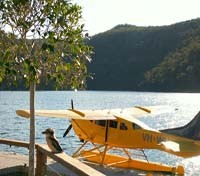 View from Cottage Point Inn as a waterplane lands View from Cottage Point Inn as a waterplane lands
