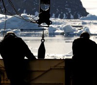 Workers on vessel in Antarctica Workers on vessel in Antarctica
