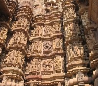 Erotic carvings on the Khajuraho Temples