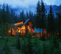 Cathedral Mountain Lodge At Night