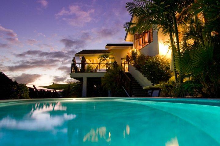 Private pool at night